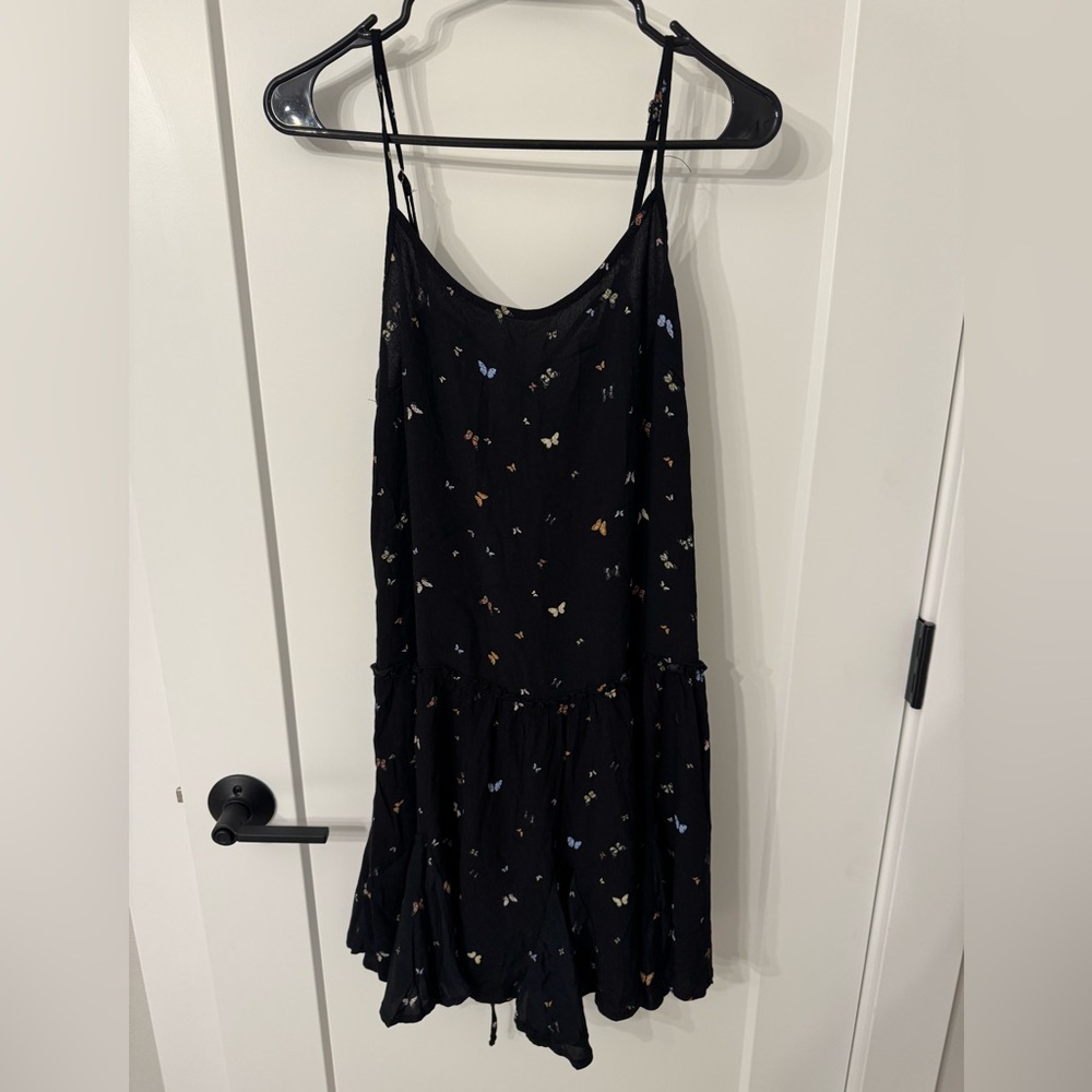 wild fable Black Butterfly-Print Slip Dress